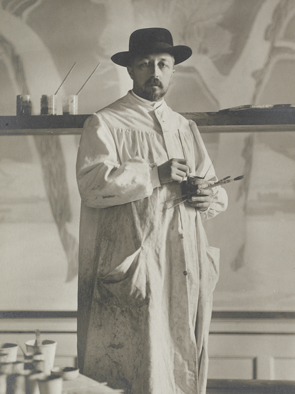 Prins Eugen porträtterad av Oscar Halldin 1909. Foto ur Bernadottebibliotekets arkiv.