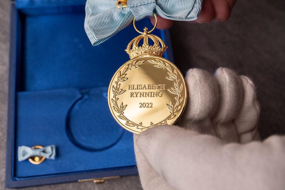 H.M. the King's Medal in gold of the 12th size, reverse with inscription of the recipient and year. Photo: Jonas Borg/Kungl. Hovstaterna